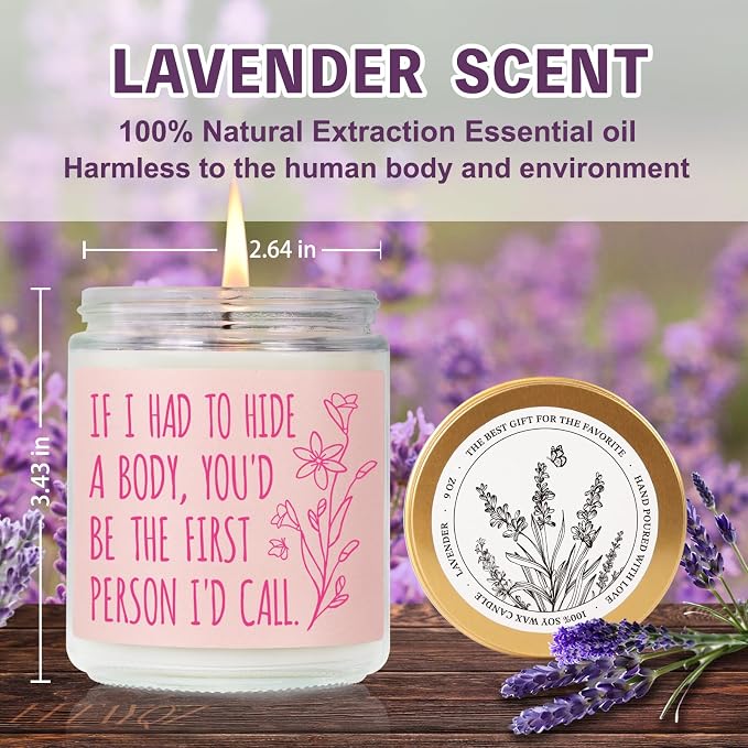 Funny Friendship Candle Gifts for Best Woman Friend, If I Had to Hide A Body Candles, Unique Friendship Birthday Candle Gift for Women, Female, Bestie, BFF, Friends, Soul Sister, Lavender Scented-63