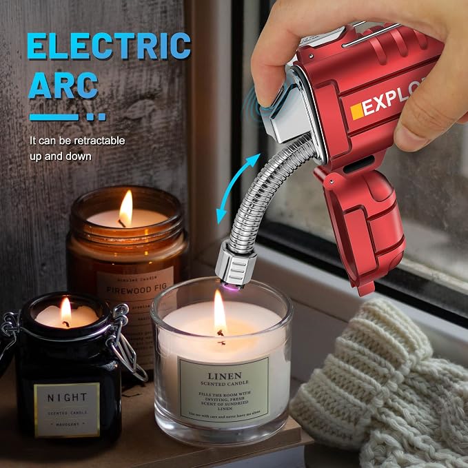 Lafagiet USB C Rechargeable Lighter, 360° Flexible Neck, Wind & Water Proof, Electric Arc Lighters for Candle, Camping