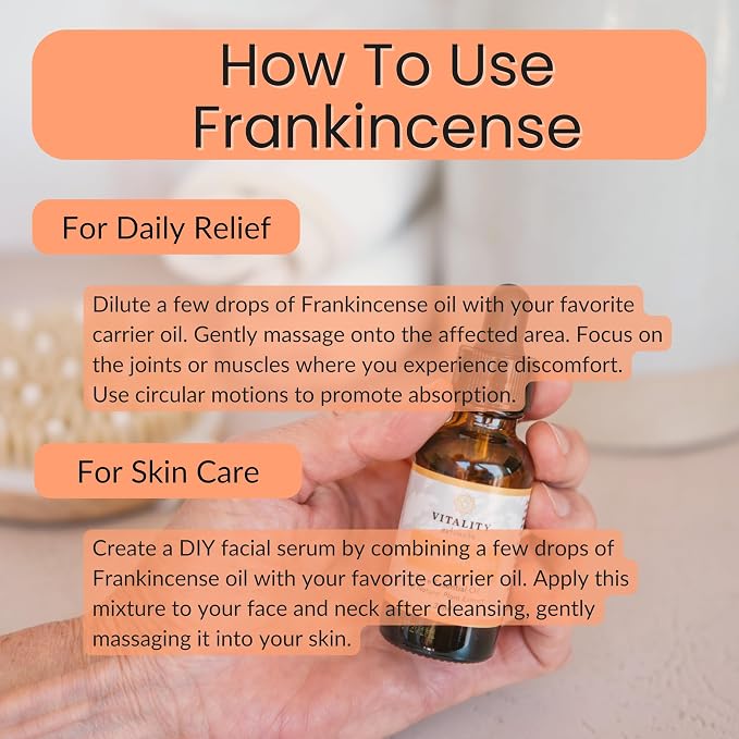 Vitality Extracts Frankincense Essential Oil (30ml) – 100% Pure Boswellia Serrata, Aromatherapy Oil for Relaxation & Calm, Skin Care Use, Warm Woody Scent for Diffuser, Massage & Yoga