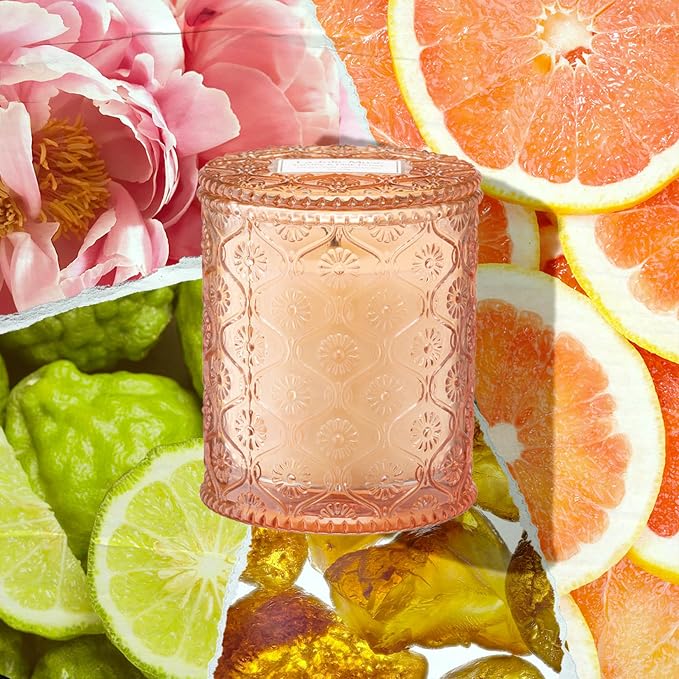 LA JOLIE MUSE Citrine Pink Peony Scented Candles for Home, Soy Wax 40 Hrs | Luxury Jar Candles, Clean Non Toxic, Gift for Women, Decorative Candles for Candle Warmer,Pretty Candle, Floral Citrus