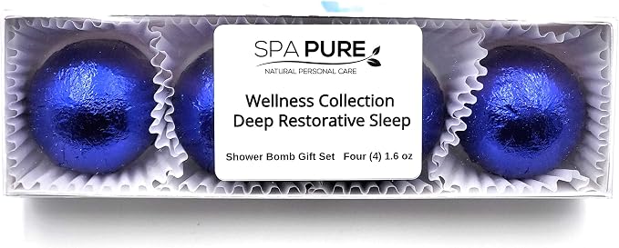 Spa Pure DEEP Restorative Sleep Aromatherapy Shower Steamers Bombs - Shower Bombs with Essential Oils – Unisex Bath Melts - Self Care and Relaxation Shower Steamer - Enjoy Spa at Home - (4 Count)