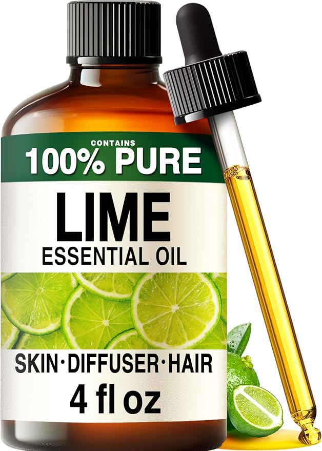 100% Pure Lime Oil - 4 Fl Oz Lime Essential Oil for Hair, Skin, Diffuser, Aromatherapy & DIY Soap Making Scent