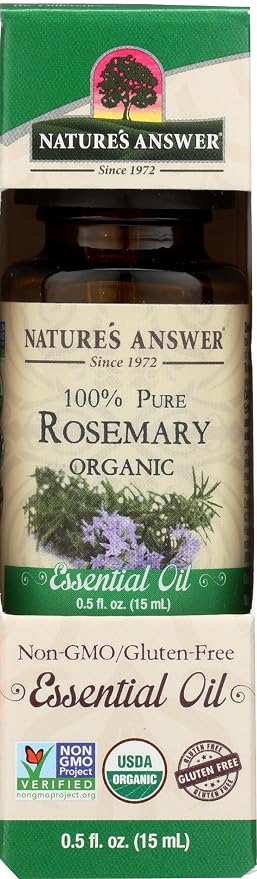 Nature’s Answer USDA Organic Rosemary Essential Oil, 100% Pure | Natural Aromatherapy Oil for Diffuser/Humidifier, Steam Distilled 0.5 fl oz. (15ml) | Made in USA
