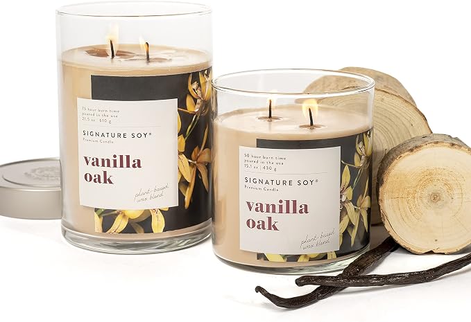 Signature Soy Lidded Vanilla Oak Scented Candle Large Jar