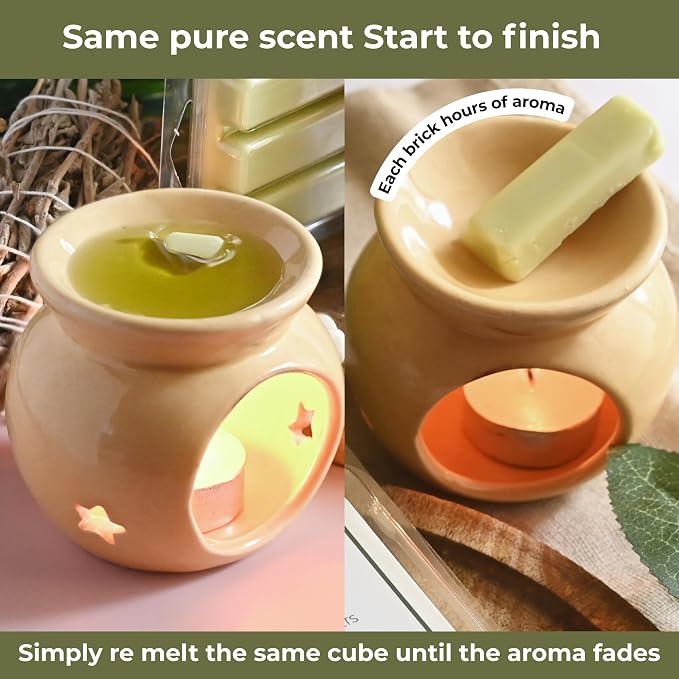 Cleansing Sage Scented Wax Melts - Made With Non Toxic Soy Wax And Essential Oils - Long Lasting Strong Scent Pet Safe Candle Wax Cubes Tarts For Warmers - For Cleansing Negative Energy And Protection