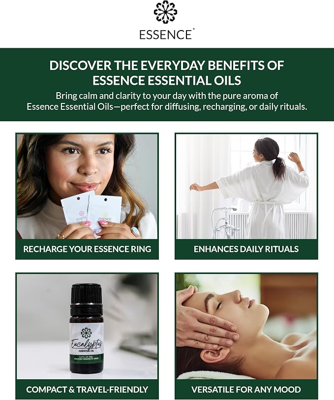 Essence Eucalyptus Essential Oil, 5 ml | Aromatherapy Oil for Diffusers & Personal Use | Natural Fragrance for Relaxation, Clarity & Wellness | Made in USA | Fresh & Revitalizing Scent