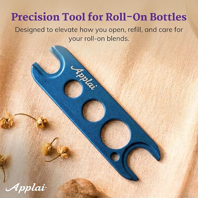Applairelief - Roll-On Bottle Keys - Essential Oil Roller Ball Remover Tool - Precision Metal Cap Opener for Roller Bottles - Refillable Rollerball Aromatherapy Accessor - Blue