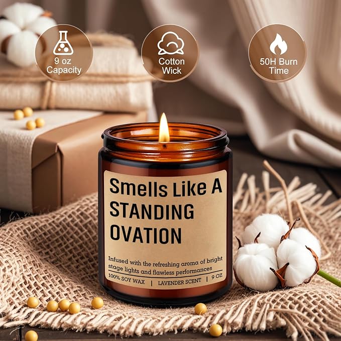 LEADO Funny Standing Ovation Candle, Stage Performers Gifts - Theater Gifts for Actors, Singers, Dancers, Theater Kid, Student, Graduate - Musical Theatre, Graduation, Acting Ideas for Women Men Girls