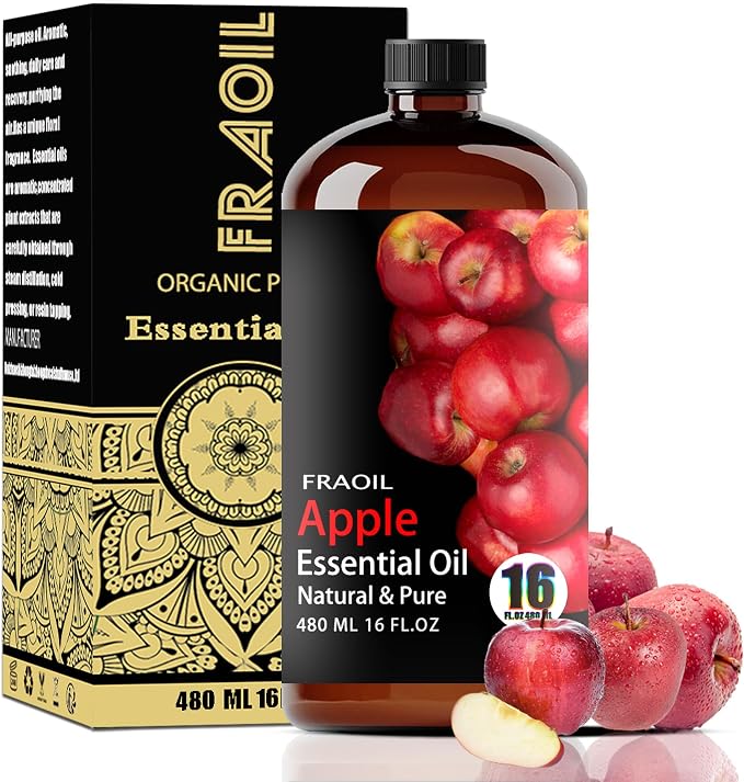 Apple Essential Oil, Apple Oil 16 Fl Oz 480 ML for Diffuser Humidifier Yoga Cleaning DIY Candle Soap Making Perfume Gift for Women Essential Oils FRAOIL (Apple 16 Fl Oz (Pack of 1))