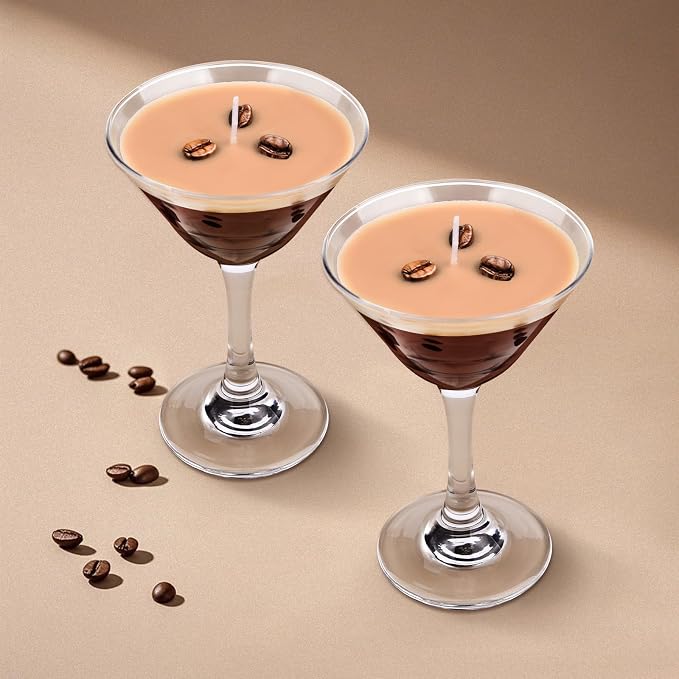 2 Pack Espresso Martini Candle Gifts for Women Men, Coffee Scented Unique Gifts for Espresso Martini Lover, Soy Wax Candle for Home, Bedroom, Coffee Bar for Christmas, Birthday, Halloween