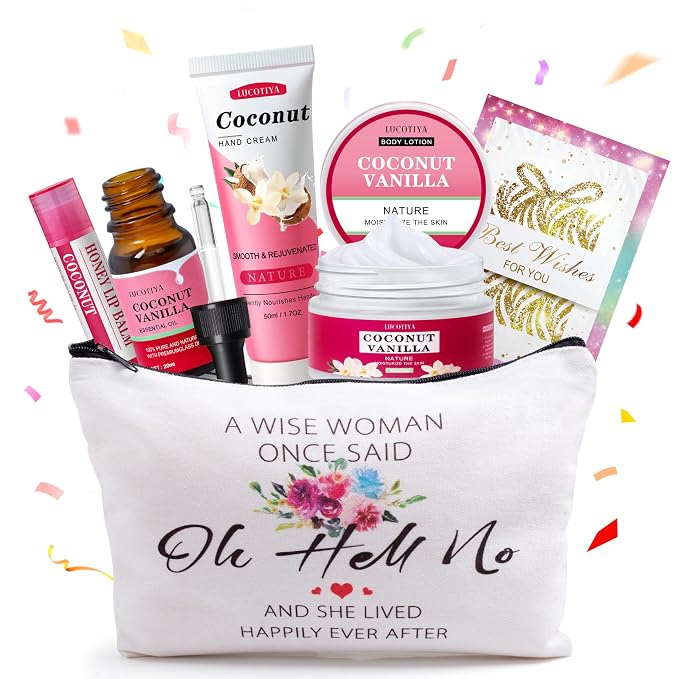 Gifts for Women,Birthday Gifts Friendship Gifts for Women,Travel Size Coconut Vanilla Spa Gifts for Her Mom Sister Friends,Unique Gift Set Ideas for Woman