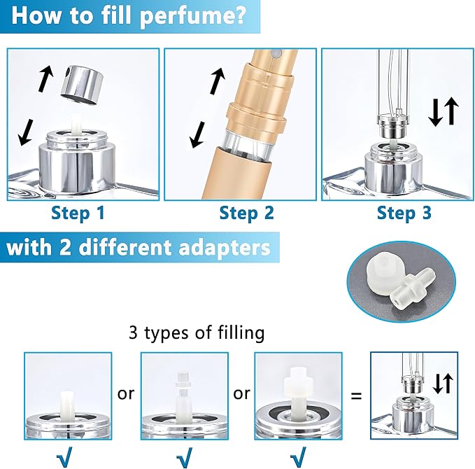 Travel Refillable Perfume Atomizer Bottle 5ml Leakproof Travel Perfume Refillable Bottle, Perfume Atomizer (Gold)