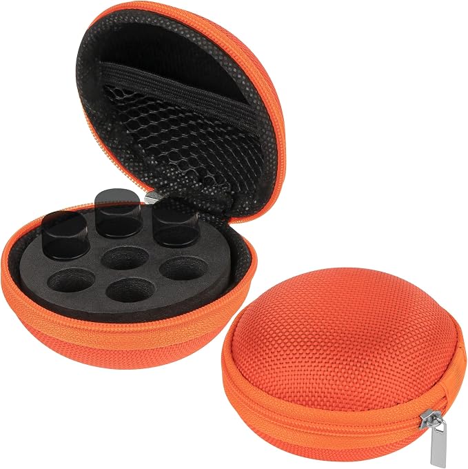 SHIDOW 7 Slot EVA Hard Oil Case 1ml 2ml Vials Foam Zipper Orange 2 Pack | With 14 2ML small bottles Zipper Orange 2 Pack Oil Boxes For Essential Oil