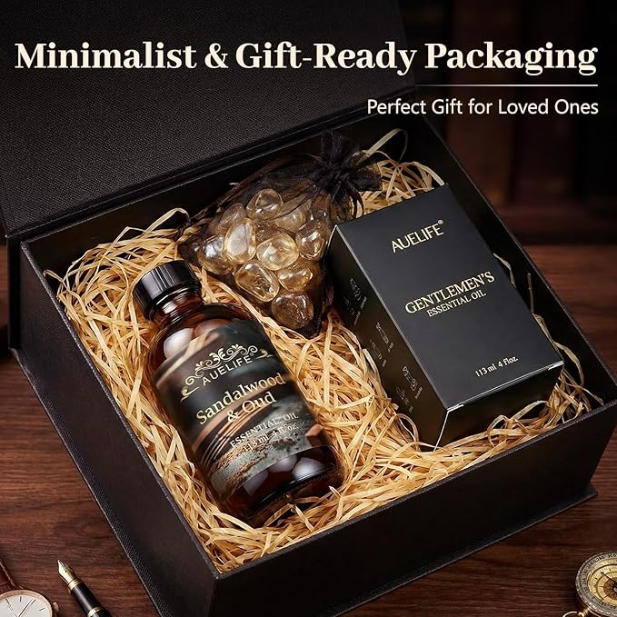 Auelife 4oz Vintage Oak Men Essential Oils for Diffusers for Home - Warm Woody Fragrance Oil for Candle Making, Soap Making, Father's Day & Birthday Gifts for Him- Masculine Scent for Men Gift, 118ml