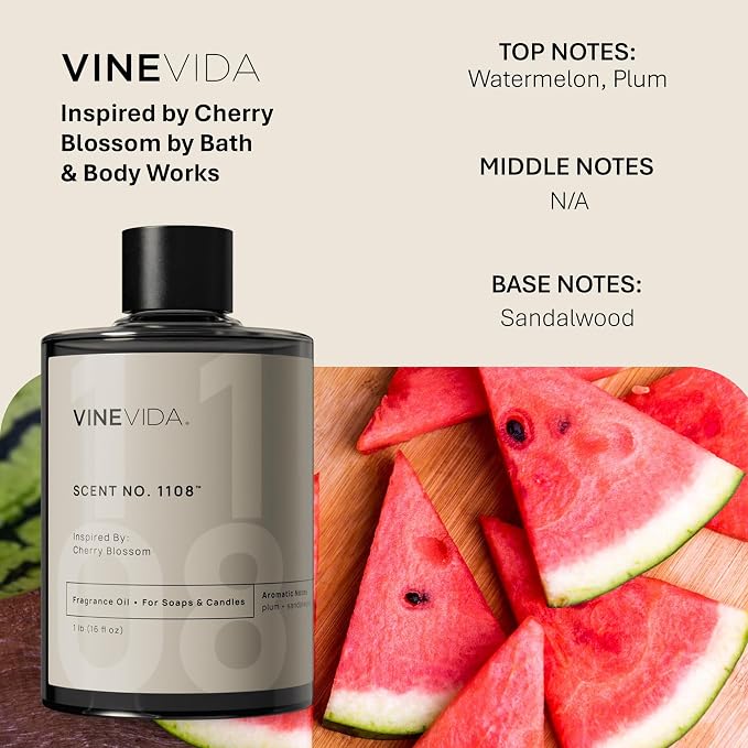 VINEVIDA [16oz] Cherry Blossom Fragrance Oil for Candle & Soap Making - Natural USA Made Candle Scents