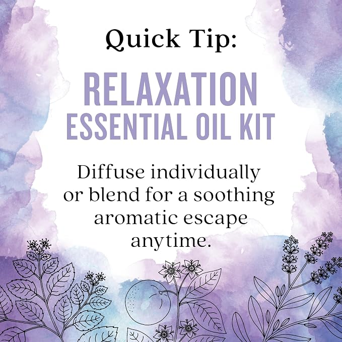 Aura Cacia Essential Oil Relaxation Kit, 4-Pack, Lavender, Patchouli, Sweet Orange, Chill Pill