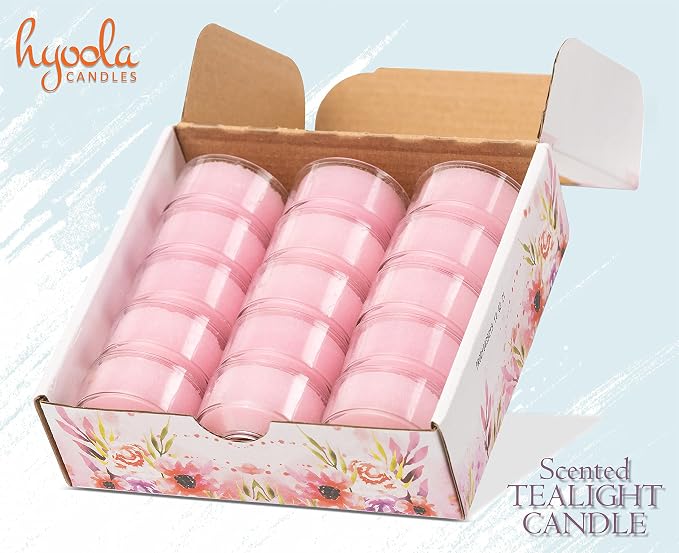 HYOOLA Scented Tealight Candles - Clear Cup - Magnolia Tealight Candles Scented - 6 Hour Burn Time - 15 Pack - European Made