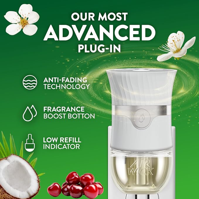 Air Wick Plug-In Scented Oil Refills, 4 Count, Paradise Retreat, Air Freshener, Essential Oils