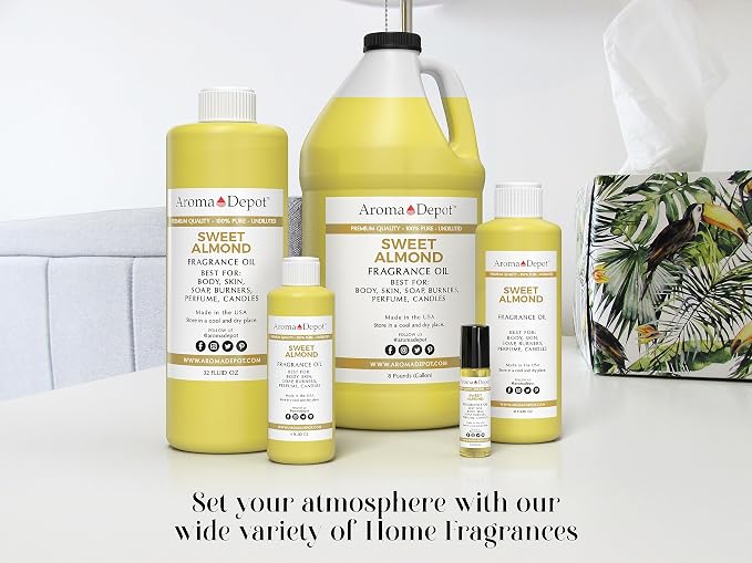 Aroma Depot Almond Sugar 4 oz. Fragrance Oil I Perfume I Skin Oil I Scented. DIY Projects Such as Candles, Bath Bombs, Body Butters, Creams & Lotions. Few Drops in The Diffuser, Burners, or Warmers.