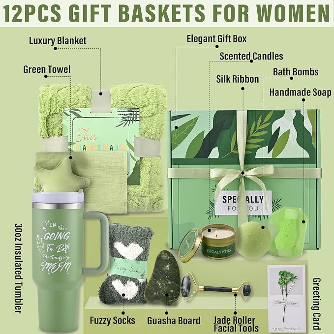 New Mom Gifts Care Package After Baby Pregnancy Gift for Mom First Mothers Day Gifts Self Care Gifts for Women Get Well Soon Gifts Basket Birthday Gifts for Women Relaxing Spa Gifts, by Allureza