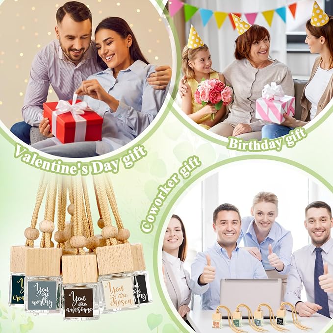 Teenyyou 10 Pcs Thank You Appreciation Gifts Bulk Empty Car Air Freshener Diffuser Hanging Ornament Empty Glass Essential Oil Diffuser Thank You Gift for Employee Coworker Staff Volunteer