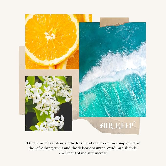 Airkeep Flower Reed Diffusers Set, 5.07 oz Ocean Mist Scented Oil Diffuser with 8 Reed Sticks, Home Fragrance Diffuser Gift Set for Bathroom & Office Decor 150ml