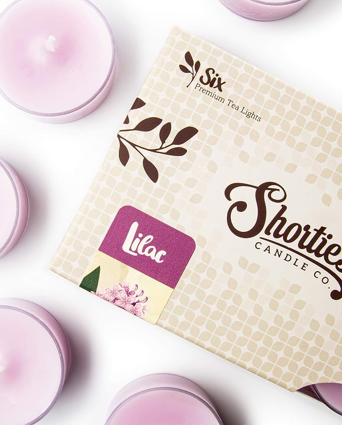 Pure Lilac Premium Tealight Candles - Highly Scented with Essential & Natural Oils - 6 Purple Tea Lights - Beautiful Candlelight - Made in the USA - Flower & Floral Collection