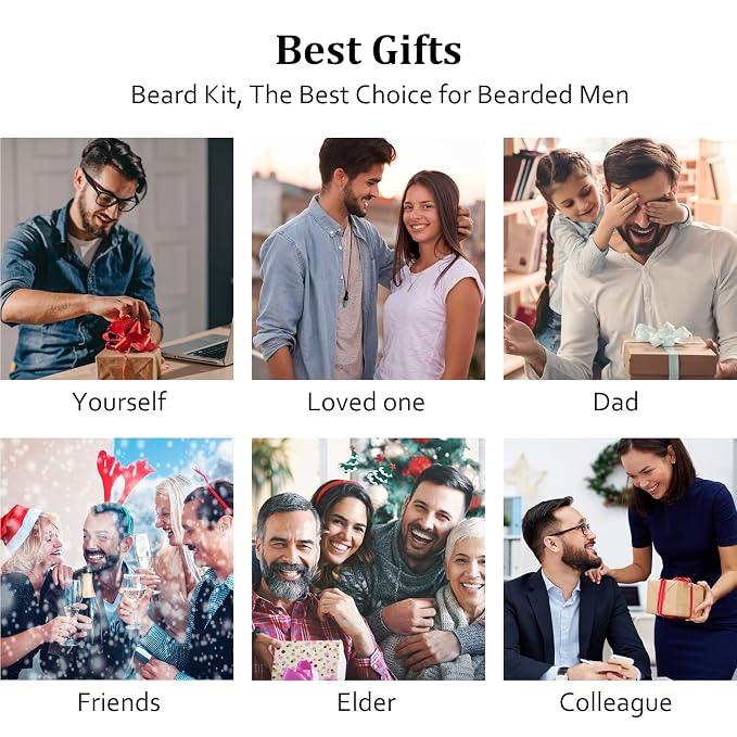 Beard Kit w/Beard Oil, Beard Balm, Beard Comb, Men's Daily Grooming & Care, Moisturize & Soften Facial Hair, Christmas & Birthday Gifts for Men Husband Boyfriend Dad, Stocking Stuffers for Adult Men