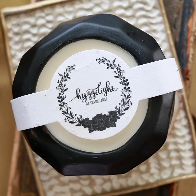 Hyggelight - The Growing Candle, Rosemary & Sage Scent, 13oz Ceramic Pot, Single Wick Aromatherapy Candles, 100% Soy for Women and Men, Emma