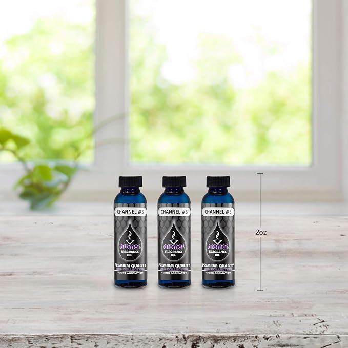 AROMAR Premium Fragrance Oil, Pack of 3 Channel #5 2oz. Bottles. Long Lasting Aromatic Scent, Fresh and Revitalizing Aromatherapy for Living Room, Bedroom, and Kitchen