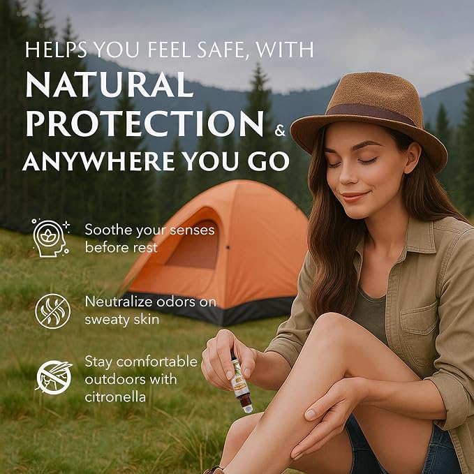 Mine Citronella Oil Roll On - 100% Natural Citronella Essential Oil for Skin, Roller for Outdoor Camping, Hiking, Picnics, Travel