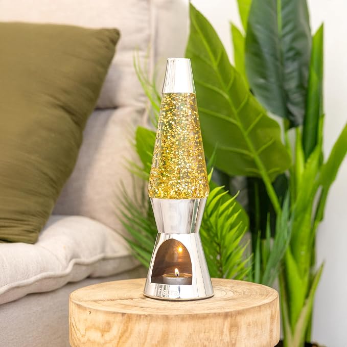 Fisura - Magma lamp with Candle for Adults Without Electricity. Candle lamp, Friendly with the Nature Lamps. Original Gift. 11.4 in x 3.3 in (Candles not Included) (Glitter)
