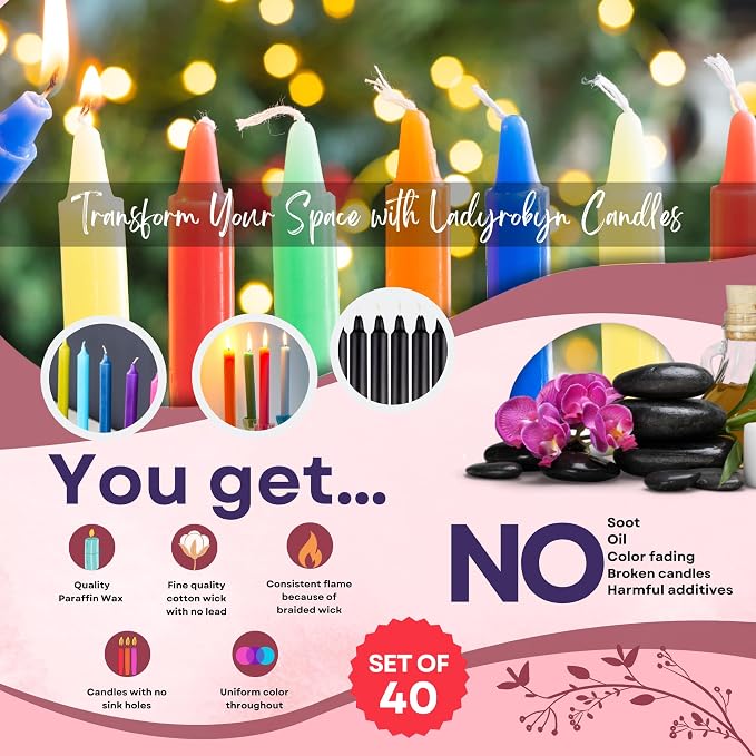 Spell Candles (Set of 40, Black)