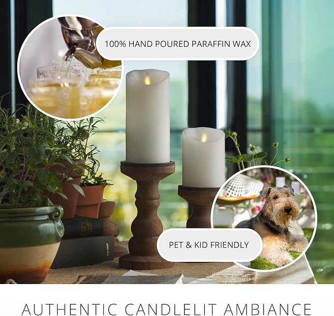 Luminara - Flameless LED Battery Operated Flickering Pillar Candles - White - Pack of 1-3x4.5 - Realistic Moving Flame Real Wax Indoor/Outdoor Decor