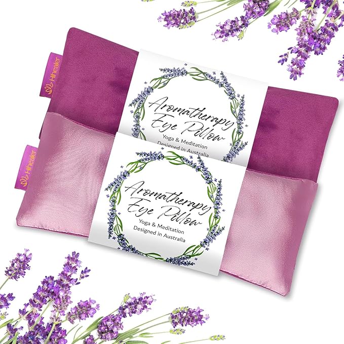 Weighted Eye Mask for Sleep, Yoga, Meditation, Lavender Eye Pillow Heated for Headache, Sinus, Dry Eyes Relief, Moist Heat Mask Purple Relaxation Gifts for Women (Purplex2)