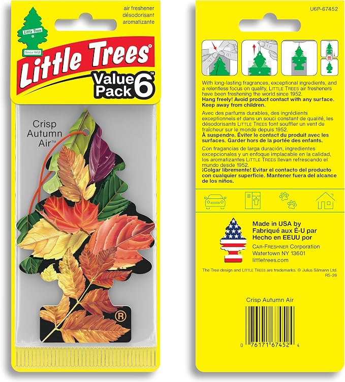LITTLE TREES Car Air Freshener | Hanging Tree Provides Long Lasting Scent for Auto and Home | Crisp Autumn Air, 24 Air Fresheners