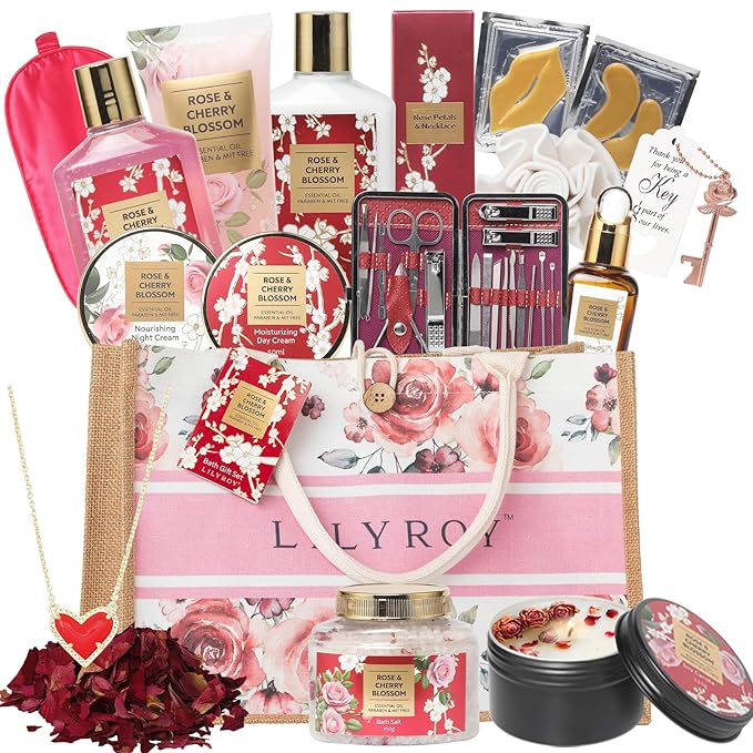 Gifts for Women, Birthday Gifts - 35 Pcs Bath and Body Gift Set Rose Spa Gifts Set Skin Care Set for Women, Gift Set for Christmas, Mothers Day, Valentines Day, Birthday, Gift for Mom
