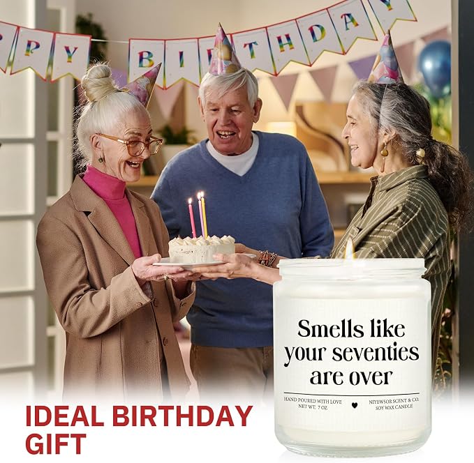 Niyewsor 80th Birthday Gifts for Women Men, Eighty Birthday Candle, 1946 80th Birthday Decorations for Women Men, 80 Year Old Bday Gifts for Friends, Sister, Mom, Dad, Handmade, 7oz