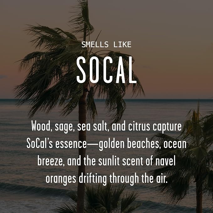 California Gifts, California Decor for Home - 'There's No Place Like SoCal Candle, w/Seasalt, Eucalytpus, Sage & Redwood I California Souvenirs State Gifts I 9oz Jar, 50Hr Burn, USA Made