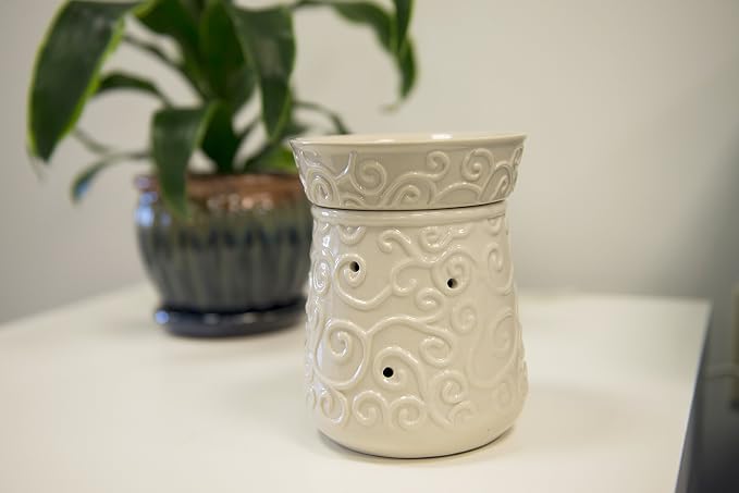 D'Eco Fragrance Wax Melt Warmer - Electric Scented Tart & Candle Warmer w 4 Cinnamon Cubes- Plug-in Halogen Bulb Melts Cubes & Fills Room w Fresh Scents & Night Light Glow- Holiday Xmas Must Have Gift