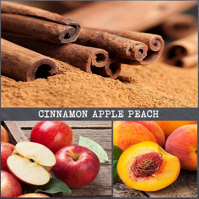 100% Soy, Highly Scented, Hand Poured Soy Candle (Cinnamon Apple Peach (Wooden Wick))