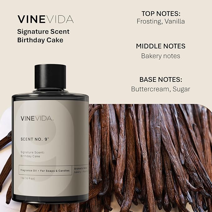 VINEVIDA [16oz] Birthday Cake Fragrance Oil for Candle and Soap Making - Made in USA Natural Scents
