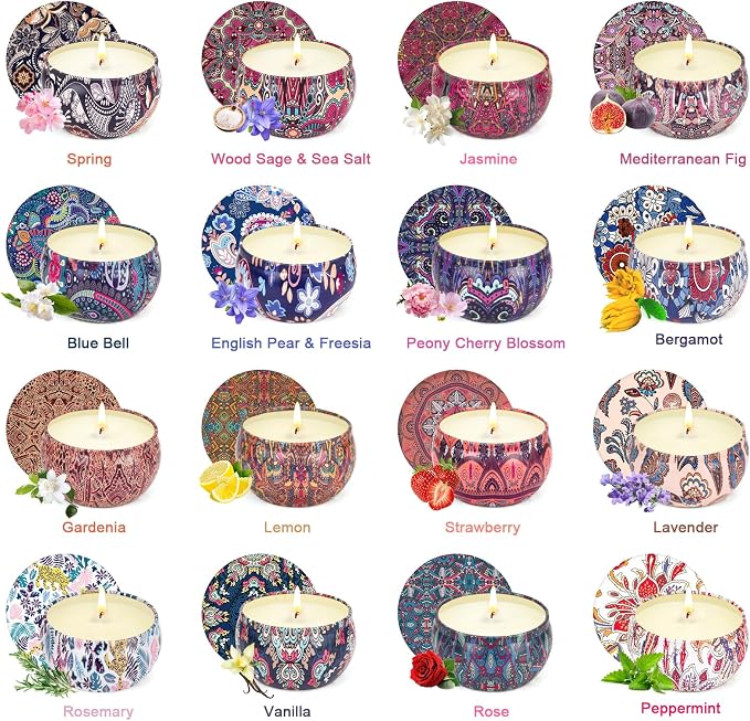 16 Pack Scented Candles Gifts Set for Women, Aromatherapy Candles Pack Soy Wax Candle,Candles Bulk for Festival, Bridesmaid, Birthday, Valentine's, Mother's Day, Bath, Yoga