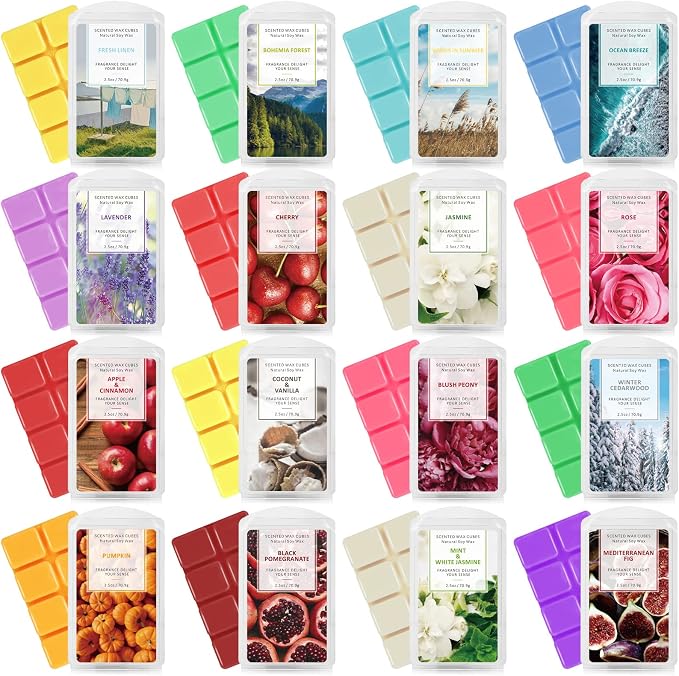 SCENTORINI Summer Scented Wax Melts Variety Pack, Long Lasting Wax Cubes 16 Scents for Wax Warmer, Strong Home Fragrance for Relaxation, Holiday & Seasonal Home Decor
