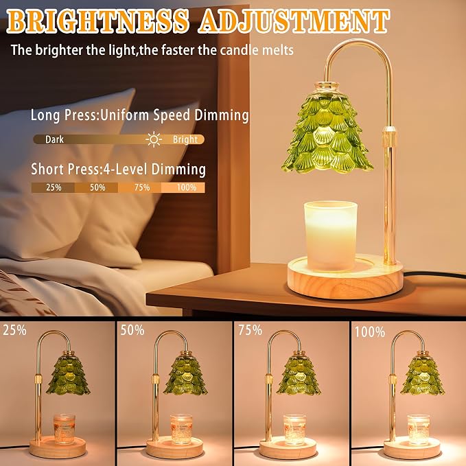 XJZJY Candle Warmer Lamp with Timer Dimmer, Adjustable Height Green Candle Wax Warmer, Christmas Birthday Gift for Mom Women, House Warming Gifts for New Home Bedroom Decor,Flower Green