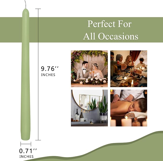 Taper Candles Scent Candle Sticks,Gedengni 10 Inch Green Candlesticks Scented Tapered Candle Long Candles for Dinner Decor Housewarming Gift Idea,4pcs (8D4PC-GREEN-G4)