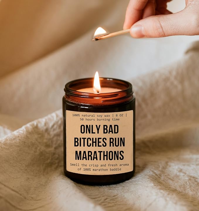 Only Bad Bitches Run Marathons Candle - Gift for Marathon Runner - Marathon Gift Candle - Marathon Girl Gift - Gift for Him Her