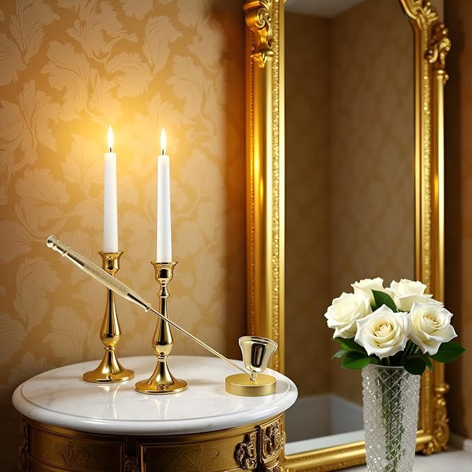 Gold Metal Candle Snuffer Wick Snuffer with Long Handle Accessories