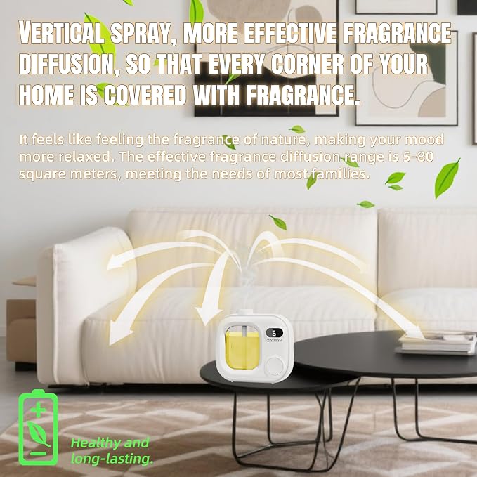 Waterless Essential Oil Diffuser Portable Cordless Aromatherapy Scent Machine for Home Office Car Large Room Battery Powered Ultrasonic Diffuser with 5 Mist Modes for Bedroom Classroom Travel
