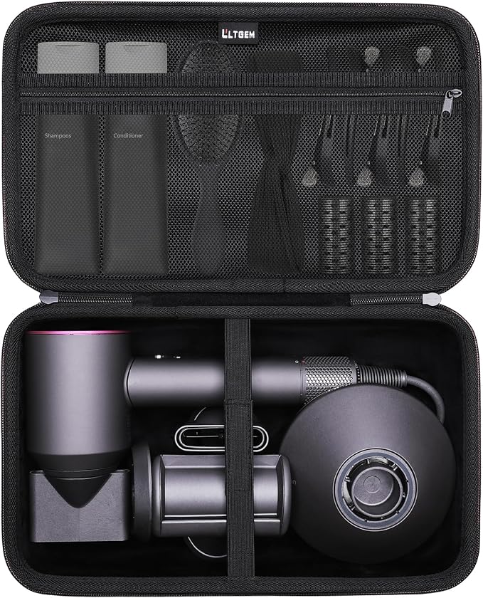 L LTGEM Hair Dryer Case Compatible with Dyson Supersonic Hair Dryer, Laifen SE/SE Lite, Slopehill 1902, Cosy Companions ZCY883, Wavytalk Blow Dryer Cases, Blow Dryer Storage Cases, Black(Case Only)